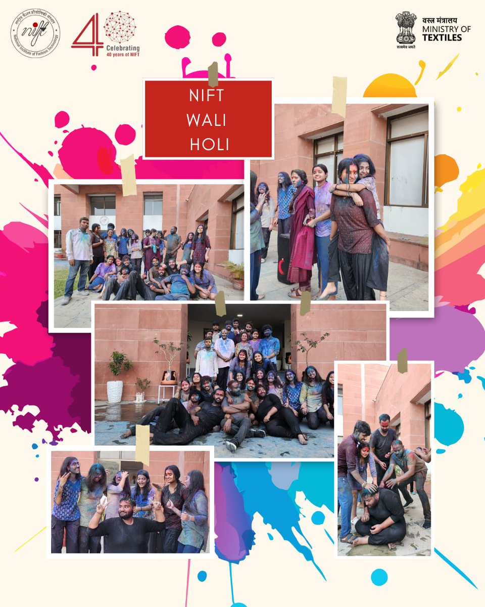 nift_daman's tweet photo. ✨From vibrant gulal to endless laughter, NIFT Daman celebrated the festival of colors with full energy and enthusiasm! 

Wishing everyone a Happy &amp; Safe Holi!  Let’s keep spreading love, colors, and creativity!✨

#NIFTDaman #HoliHai #FestivalOfColors #CelebrateWithJoy
#NIFT https://t.co/eZbnhA0Jtb