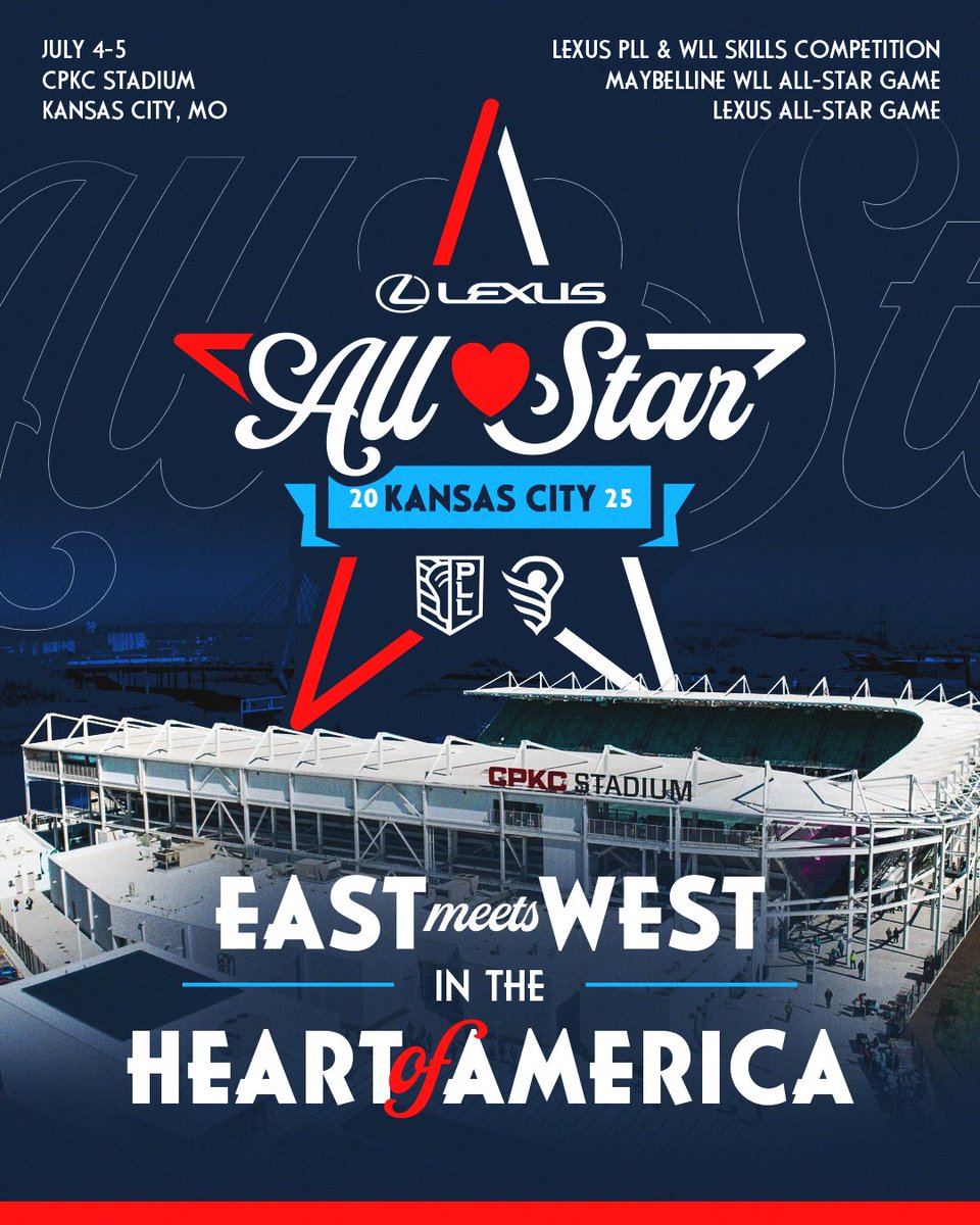 KC Sports Commission (@sportkc) on Twitter photo Kansas City is hosting the 2025 Lexus All-Star Weekend, July 4th & 5th at <a href="/cpkcstadium/">CPKC Stadium</a>! Get your tickets now!
ποΈ π bit.ly/41LvoHl
<a href="/PremierLacrosse/">Premier Lacrosse League</a> @wLacrosseLeague Kansas City is hosting the 2025 Lexus All-Star Weekend, July 4th & 5th at <a href="/cpkcstadium/">CPKC Stadium</a>! Get your tickets now!
ποΈ π bit.ly/41LvoHl
<a href="/PremierLacrosse/">Premier Lacrosse League</a> @wLacrosseLeague