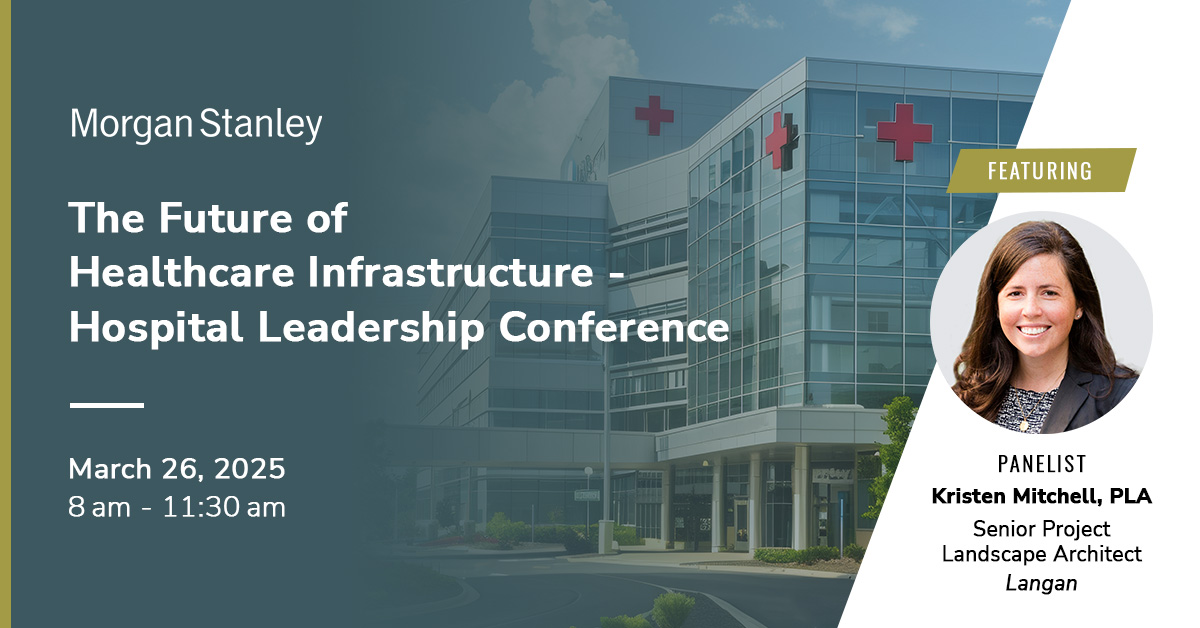 Langan (@langanengenv) on Twitter photo Interested in the future of #healthcare? Attend <a href="/MorganStanley/">Morgan Stanley</a>'s Hospital Leadership Conference to explore innovative solutions shaping healthcare facilities w/ industry leaders like Langan #landscapearchitect/conference panelist Kristen Mitchell! More: cuddyfeder.com/wp-content/upl⦠Interested in the future of #healthcare? Attend <a href="/MorganStanley/">Morgan Stanley</a>'s Hospital Leadership Conference to explore innovative solutions shaping healthcare facilities w/ industry leaders like Langan #landscapearchitect/conference panelist Kristen Mitchell! More: cuddyfeder.com/wp-content/uplā¦
