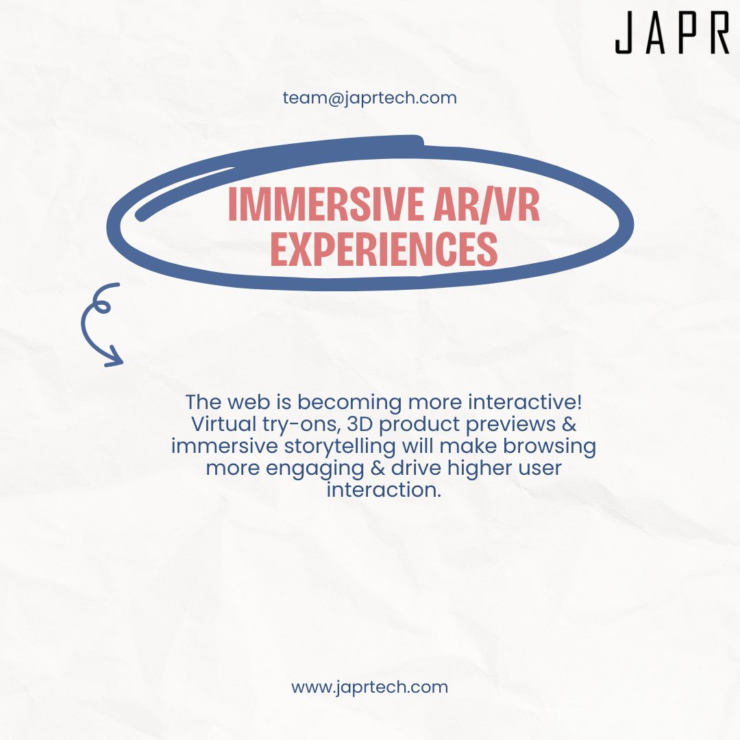 japrtech's tweet image. 🌐 The Future of Web Design is Here! 🚀 2025 is redefining user experiences with AI, AR/VR, &amp;amp; more. At @japrtech, we help businesses stay ahead with modern, user-centric designs that captivate &amp;amp; convert. 

Ready to future-proof your site? Let’s talk! 📩

#WebDesign2025 #JAPRTech