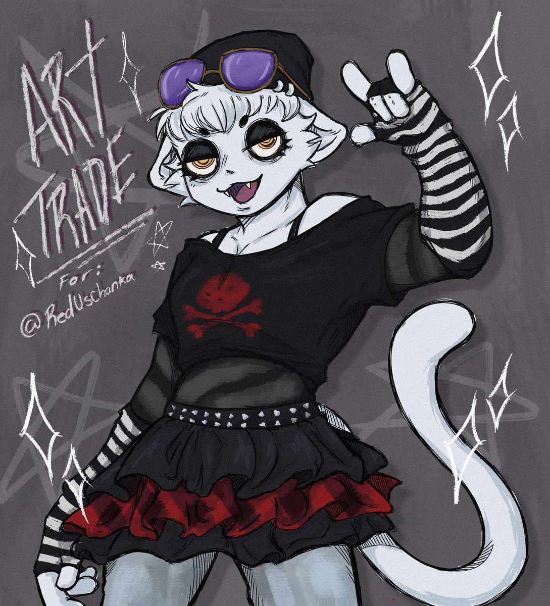 Art Trade! 
<a href="/RedUschanka/">Red Uschanka (com 15€)</a> Version of Meowskulls ☆

#Fortnite #FortniteArt