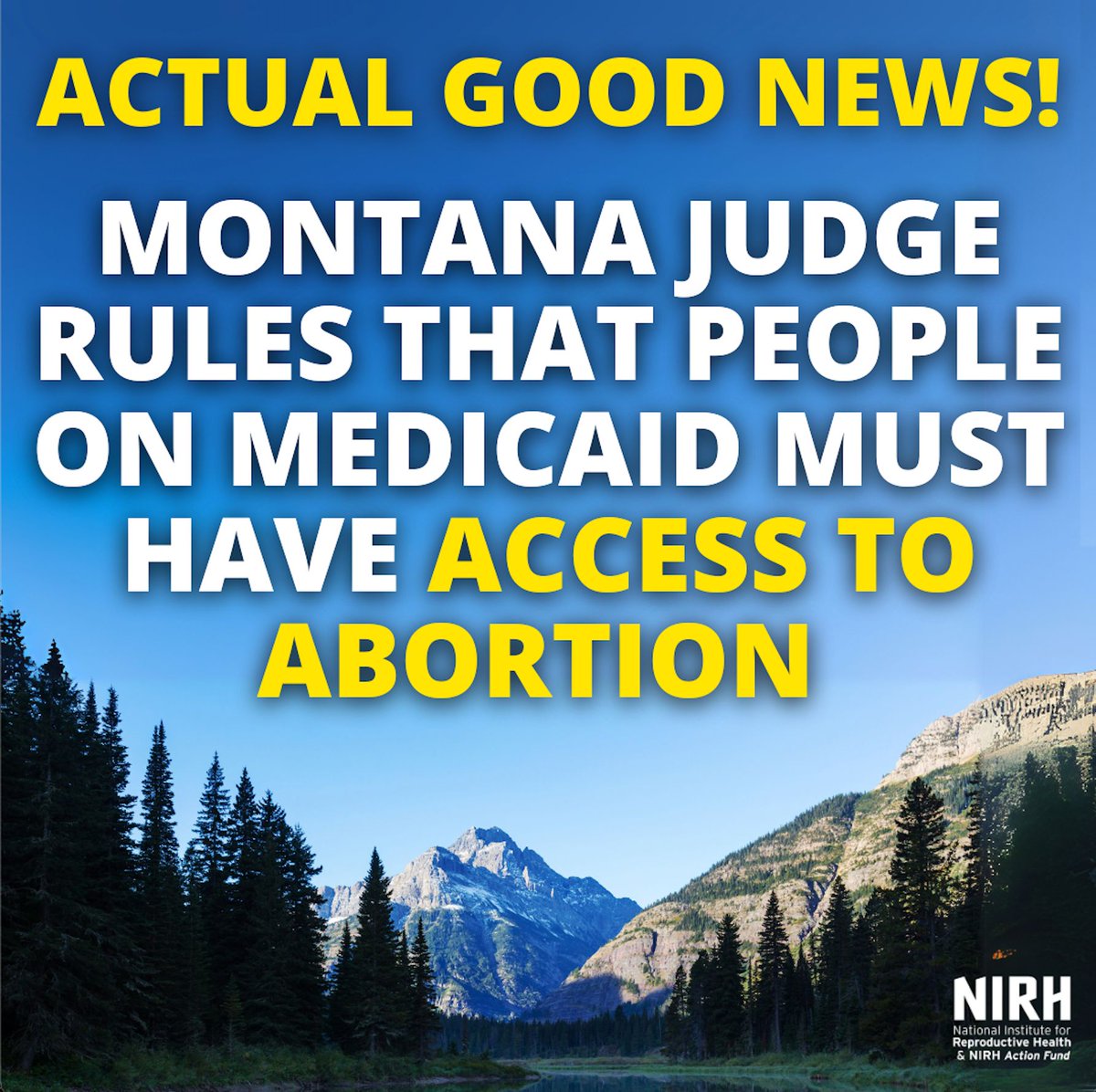 Actual good news!! A #Montana judge has blocked three unconstitutional anti-abortion laws! 🥳 This is a major win for ALL Montanans who deserve full access to reproductive health care.
