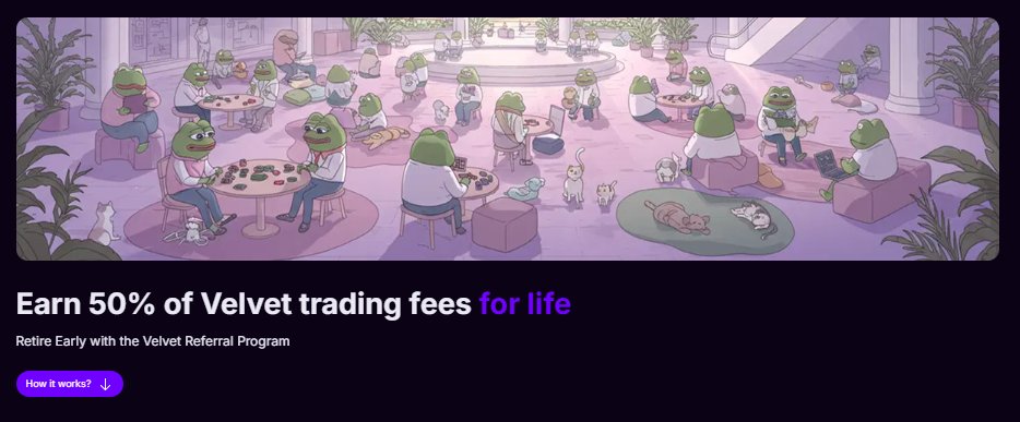 Earn when your friends trade on Velvet Capital

Now live on Base: Fee Sharing 

Earn 50% of the fees from your friends for life when using your referral code on Base (soon to be live on our other chains) 💵

Check out the Referral Tab to get started!