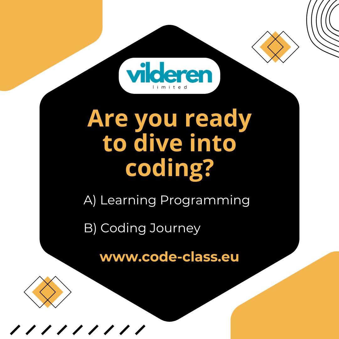 VilderenLtd's tweet image. If you’re eager to start learning programming, let us know We have a variety of courses for every level of expertise. #LearningProgramming #CodingJourney !