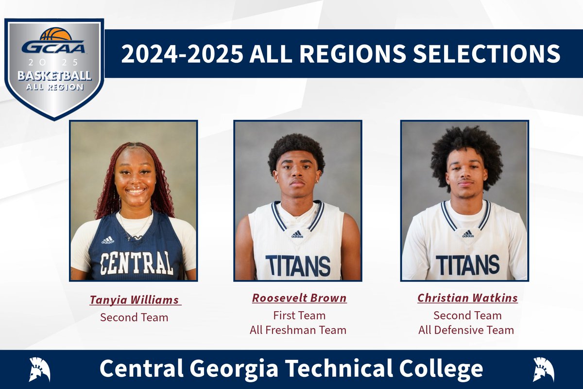 🚨 TITANS TAKE OVER THE GCAA ALL-REGION TEAMS! 🚨
🏀 Tanyia Williams – Women’s Basketball Second Team
🏀 Roosevelt Brown – Men’s Basketball First Team &amp; All-Freshman Team
🏀 Christian Watkins – Men’s Basketball Second Team &amp; All-Defensive Team
  #LeadTheCharge #CGTCTitans