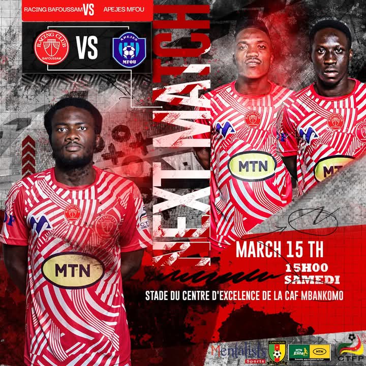 RACING_TPO's tweet photo. 📣 Up Next : DAY 10 ⚔️
🆚 APEJES DE MFOU
🏆 MTN Elite Two
🏟️ CENTRE DE LA CAF DE MBANKOMO
📅 SAMEDI, 15 Mars
⌚ 15h00
📲 #APERAC
@FecafootOfficie | @MTNCameroon | @BafoussamDe https://t.co/BUncgXBkNU