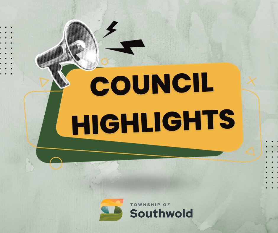 Check out the highlights from the March 10, 2025 Regular Meeting of Council at southwold.ca/news.

Stay up to date on all things Council and subscribe at the bottom of any southwold.ca webpage to receive updates when new highlights are added!