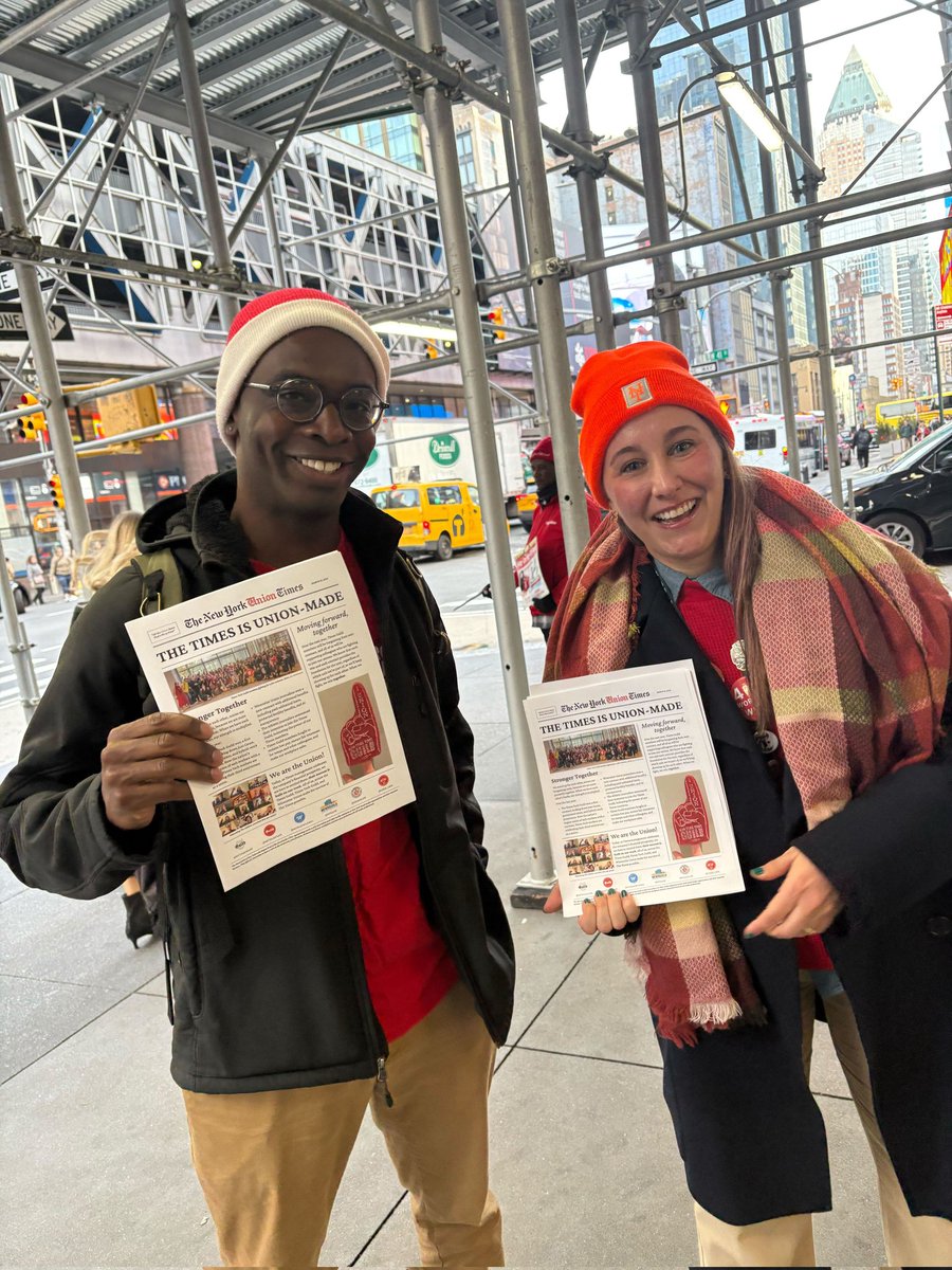 NYTGuildTech's tweet image. As our coworkers in The Athletic and Wirecutter fight to join our unit, management is using a familiar union-busting playbook. But we know we belong together and are out here today, standing together, celebrating what we can accomplish across The Times.