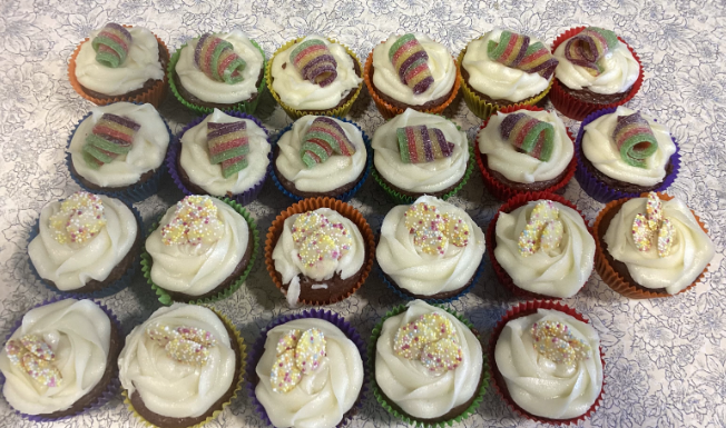 HpsHove's tweet photo. Students from the Year 7 and 8 equalities groups organised a rainbow bake sale to raise money for Stonewall, a charity that advocates for the LGBTQ+ community. https://t.co/xjlucYtpJc