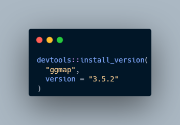 🚀 Need to install a specific version of a package in R? Use devtools::install_version(). Here’s an example for ggmap v3.5.2! 📌 #rstats
