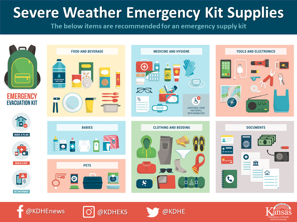 Severe weather season is upon us. Are you prepared? Use this infographic to build your emergency preparedness kit to be ready for whatever life or Mother Nature throws your way.