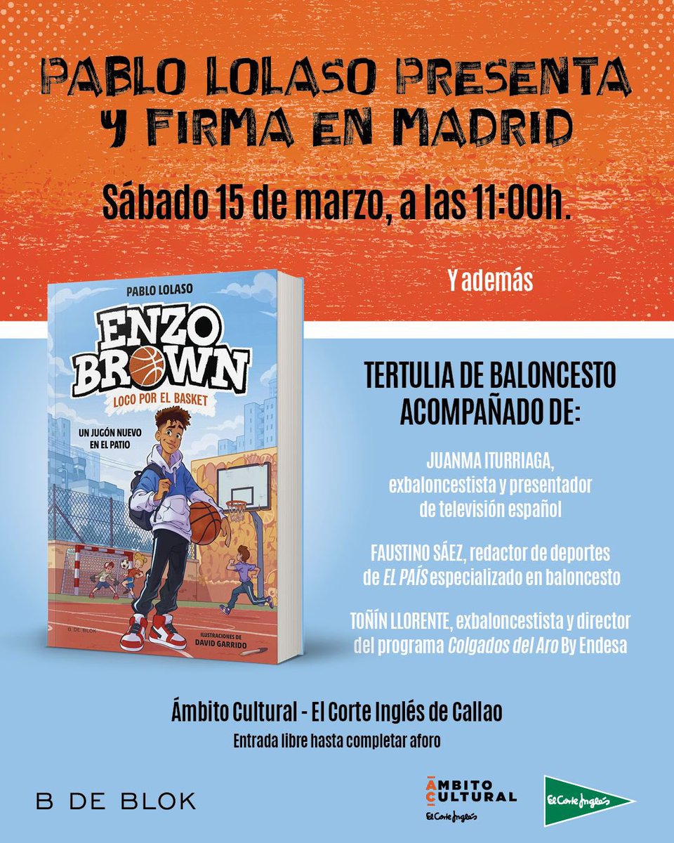 ¡Esto es este sábado!

Colgados del aro LIVE SHOW (gratis hasta completar aforo) presenta el libro ENZO BROWN de <a href="/PabloLolaso/">Pablo Lolaso</a> en el Ámbito Cultural de <a href="/elcorteingles/">El Corte Inglés</a> de Callao. 

Con <a href="/faust_saez/">Faustino Sáez</a> a los mandos y <a href="/ToninLlorente/">Toñín Llorente</a> y <a href="/Palomero14/">Juanma Iturriaga</a> dejándose llevar.