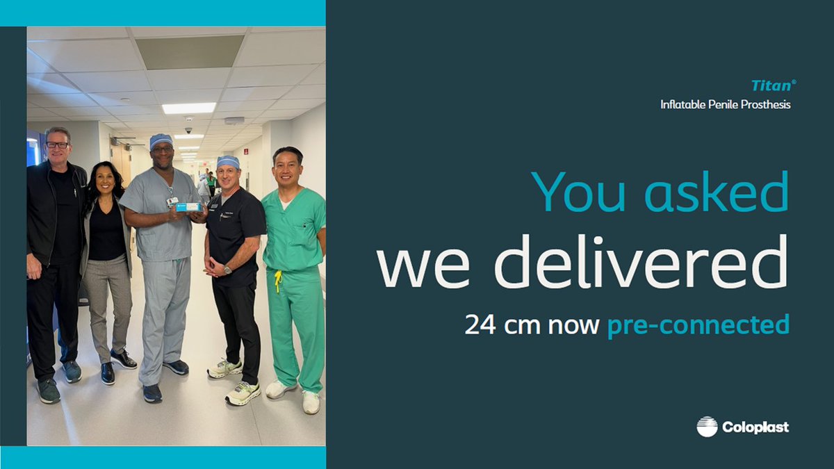 Coloplast Interventional Urology (@coloplast_md) on Twitter photo Titan #IPP 24 cm pre-connected for added convenience—because every second in the OR counts. Congrats to Dr. <a href="/LJenkinsMD/">Lawrence Jenkins, MD</a> at East Jefferson General on their first case!
Learn more at: coloplast.to/Titan-24
Safety info: coloplast.to/colotitan
#UroSoMe #Coloplast Titan #IPP 24 cm pre-connected for added convenience—because every second in the OR counts. Congrats to Dr. <a href="/LJenkinsMD/">Lawrence Jenkins, MD</a> at East Jefferson General on their first case!
Learn more at: coloplast.to/Titan-24
Safety info: coloplast.to/colotitan
#UroSoMe #Coloplast