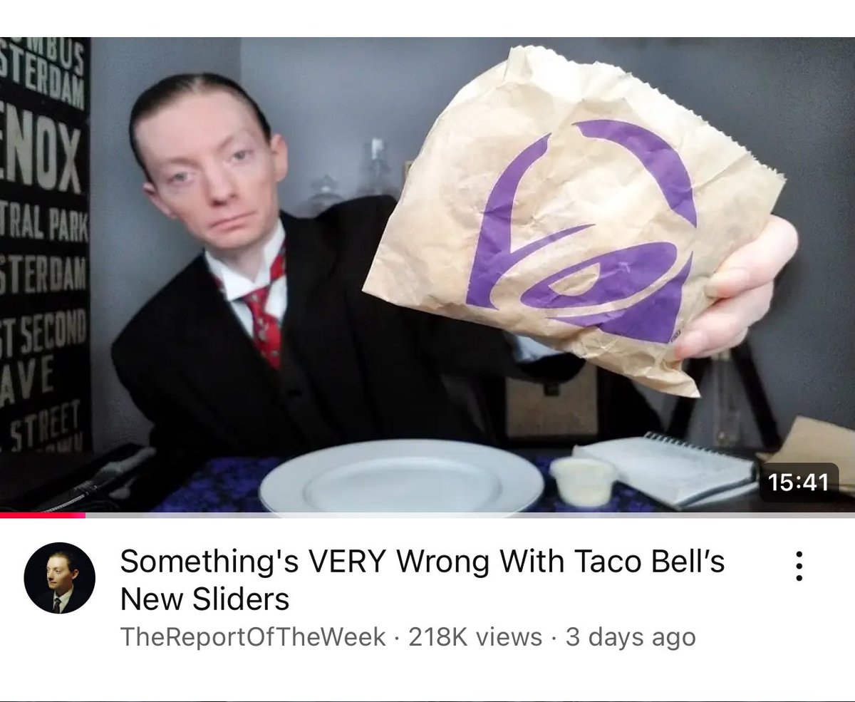 3 episodes in and the MD Foodie Boyz have already been swayed by corporate interests. Paid for by Taco Bell lobbyists. Meanwhile, their OG, ReportOfTheWeek, is still doing independent journalism after years in the game.