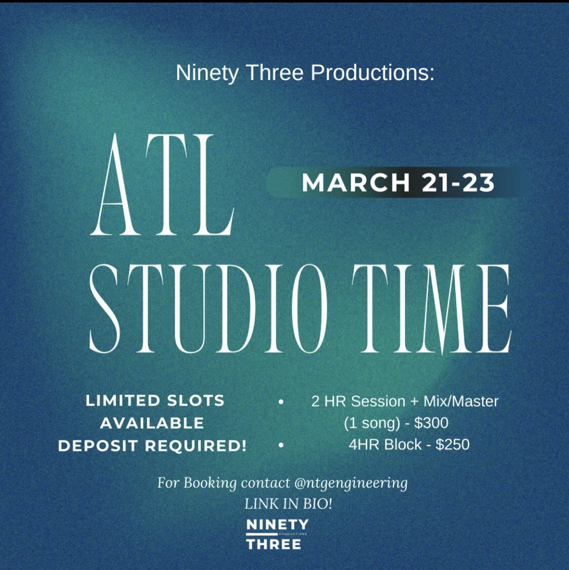 nancithegreat's tweet image. ATL .. it’s 2 slots left and after that I’m not adding more DM to lock in! 50% (that’s half) deposit needed to book!!! 
#ntgengineering #atl #studio