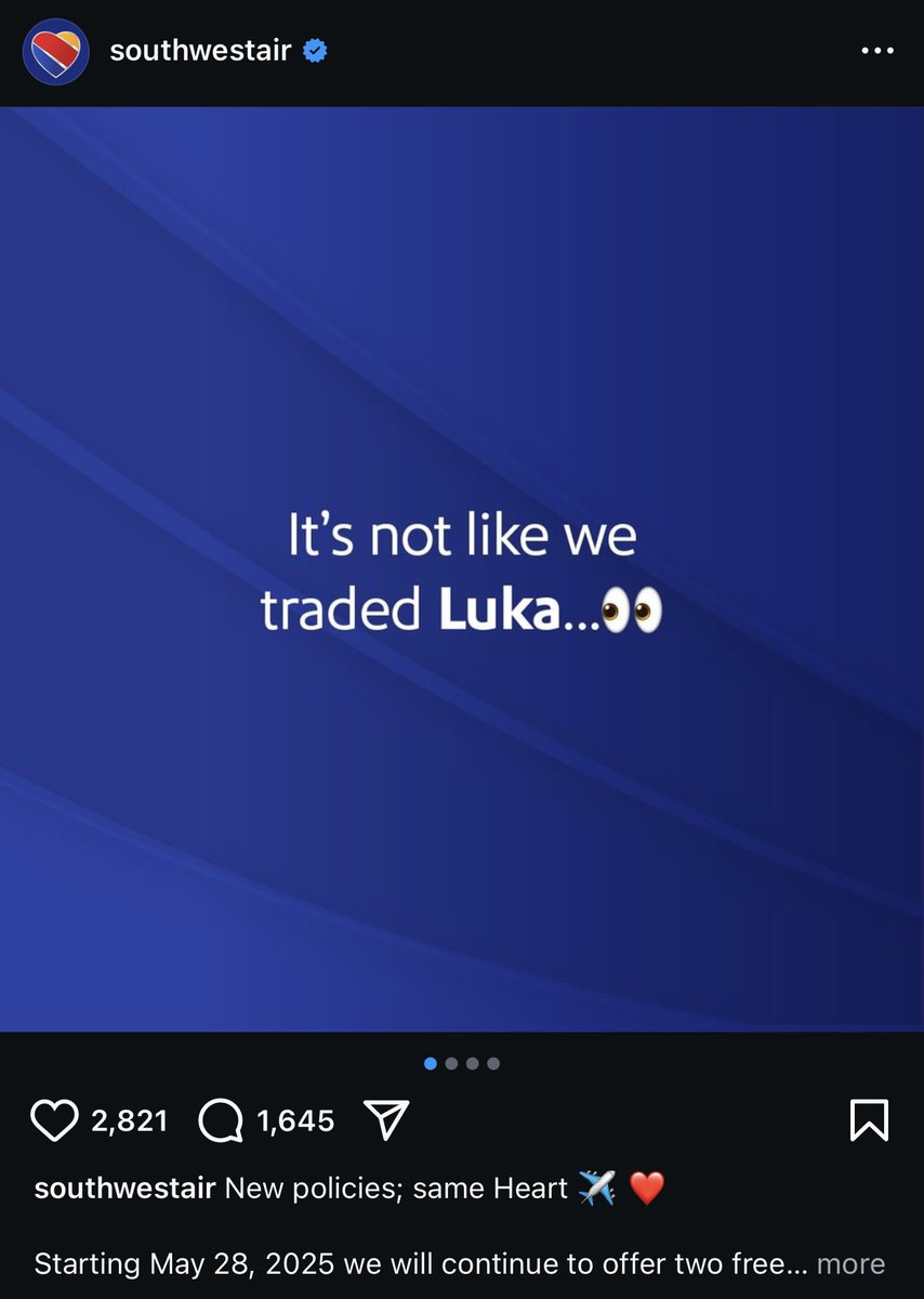 Southwest trolling the Mavericks 😅

(h/t <a href="/DallasTexasTV/">Dallas Texas TV</a> )