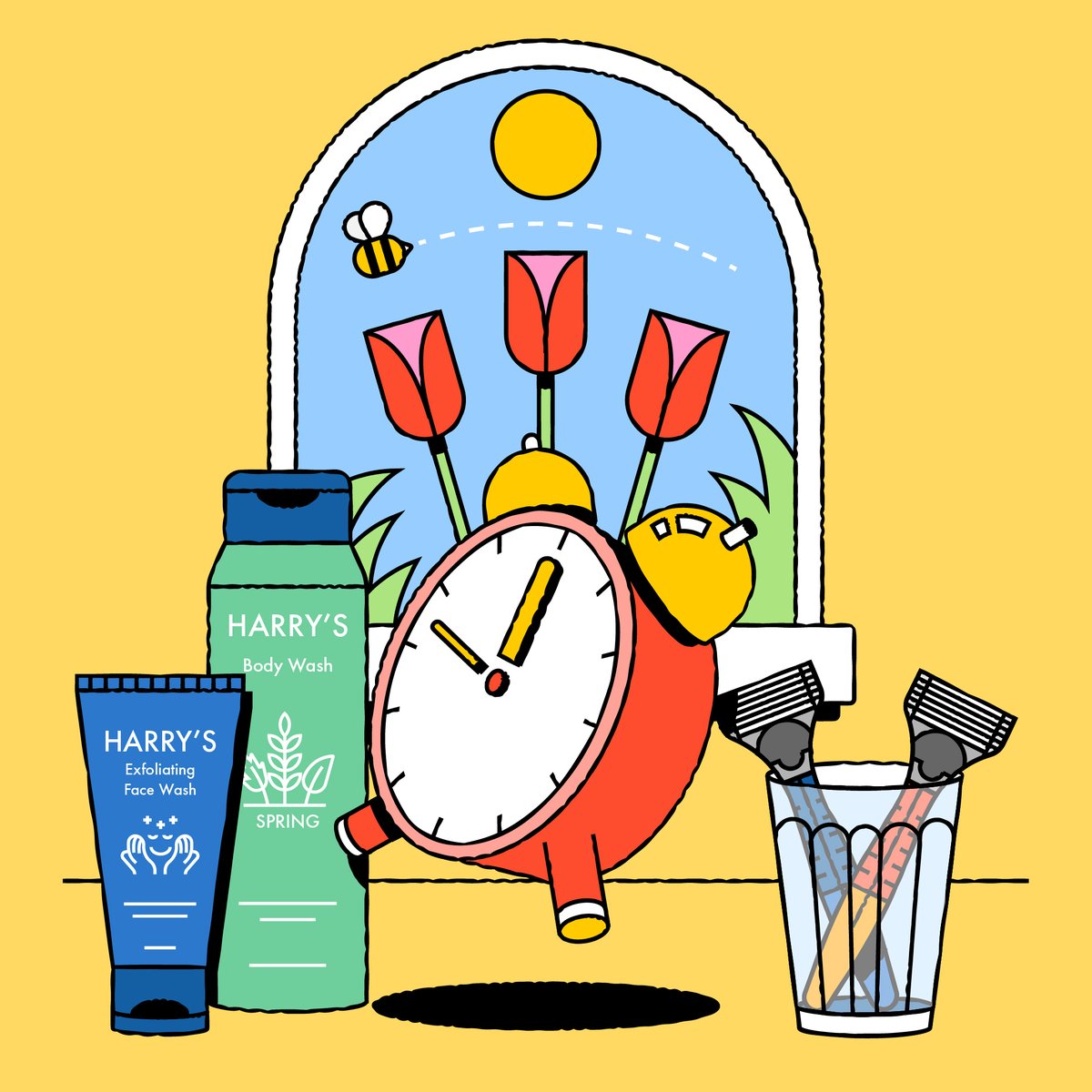 New work for <a href="/harrys/">Harry's</a> 🪒

Illustration for Harry's to encourage customers to refresh their grooming routine in time for the spring season!🌷

Thanks to AD's Ash &amp; Mason✌🏻