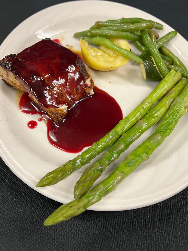 Blackened Mahi Mahi with a savory Berry sauce.  Delicious entree special at Knight’s Downtown this weekend.
