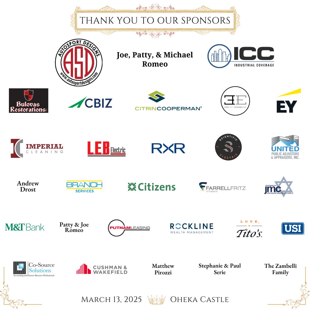 The countdown to tonight's event has officially started! We extend our heartfelt gratitude to the sponsors of the Friends of Karen Long Island Night at the Castle Gala for their unwavering support in advancing our mission of aiding critically ill children and their families.