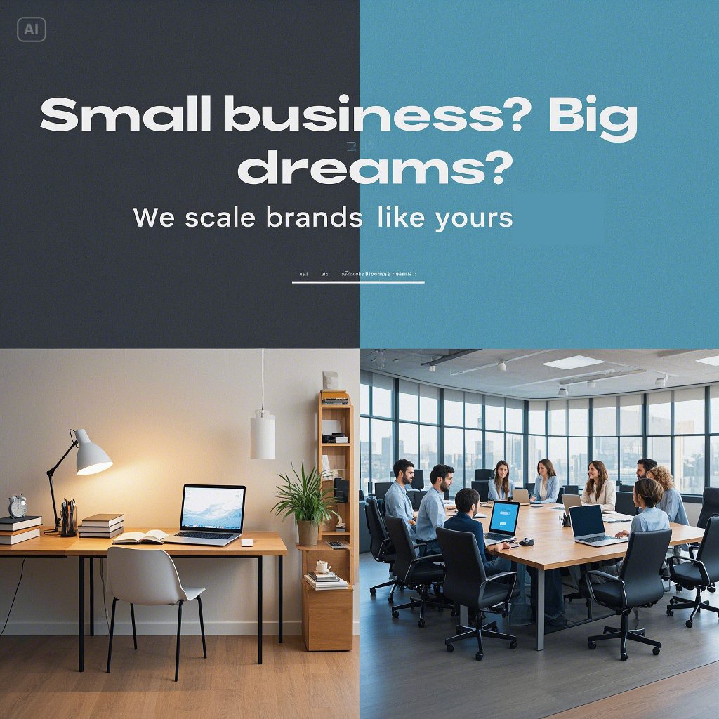 💼 Small business? Big dreams? We specialize in scaling brands like yours. From startups to success stories, we’re here to help you grow. Let’s talk! 🚀
#SmallBusiness #BigDreams #BrandGrowth #BusinessGoals #ScaleWithUs
