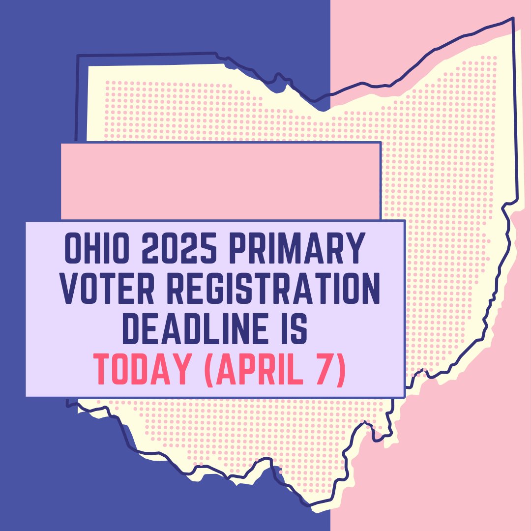 📢 Ohio, the voter registration deadline is TONIGHT (4/7 @ 9 PM)!!

If you're already registered to vote BUT have moved within Ohio and/or changed your name, you MUST update your voter registration before 9pm so that you can vote on or before May 6!
voterlookup.ohiosos.gov/voterlookup.as…