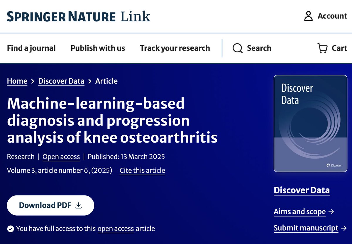 Announcing our latest study in Discover Data! Our <a href="/NYITCOMDO/">NYITCOM</a> students (Jose, Lewis, Satti, Steinberg, Toufexis &amp; Nasef) analyzed knee X-rays to detect osteoarthritis severity.