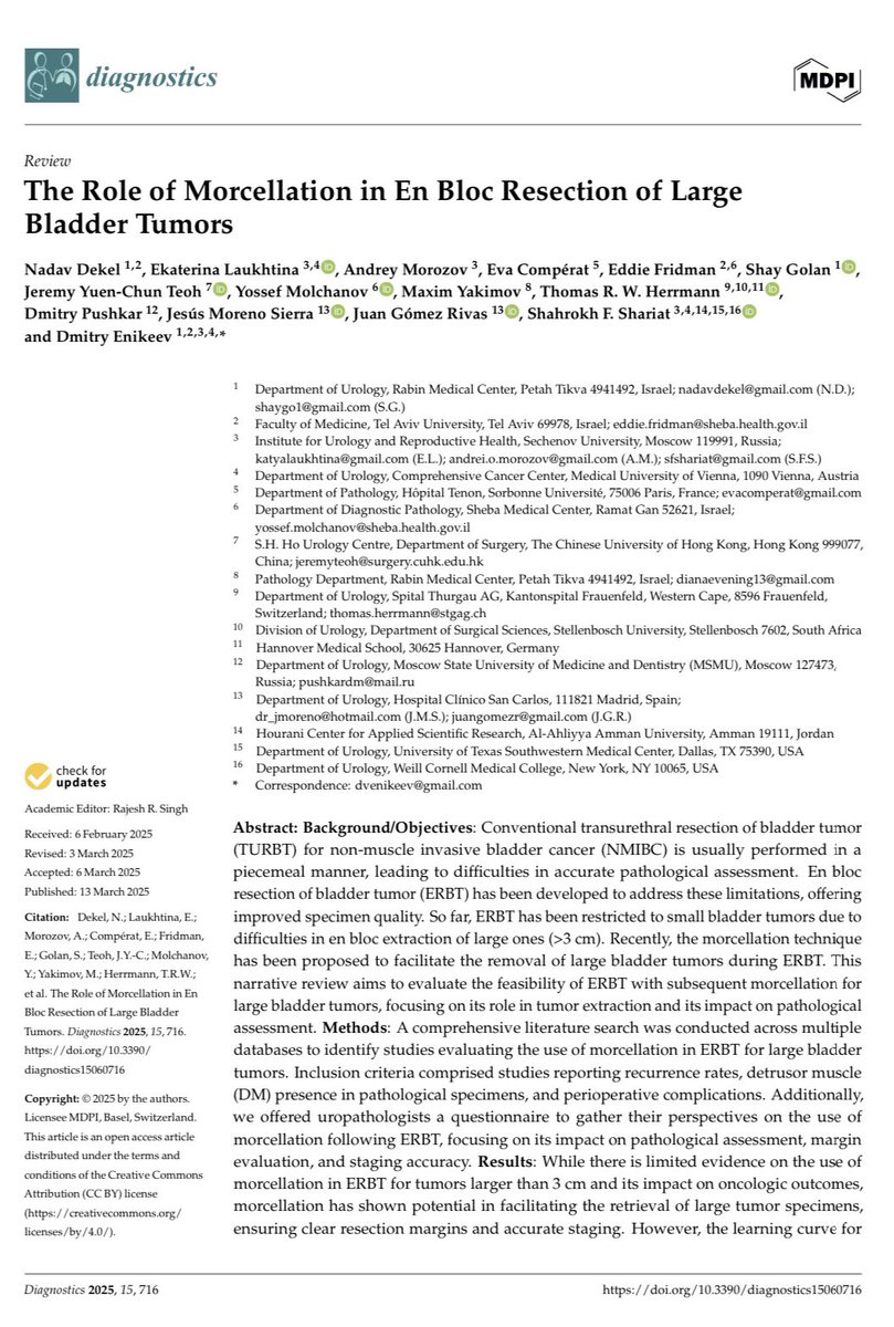 En Bloc Resection with Morcellation: A Game Changer for Large Bladder Tumors?

🔬 A new study explores the role of morcellation in en bloc resection of large bladder tumors, tackling challenges in specimen retrieval and pathological assessment. While traditional TURBT is widely