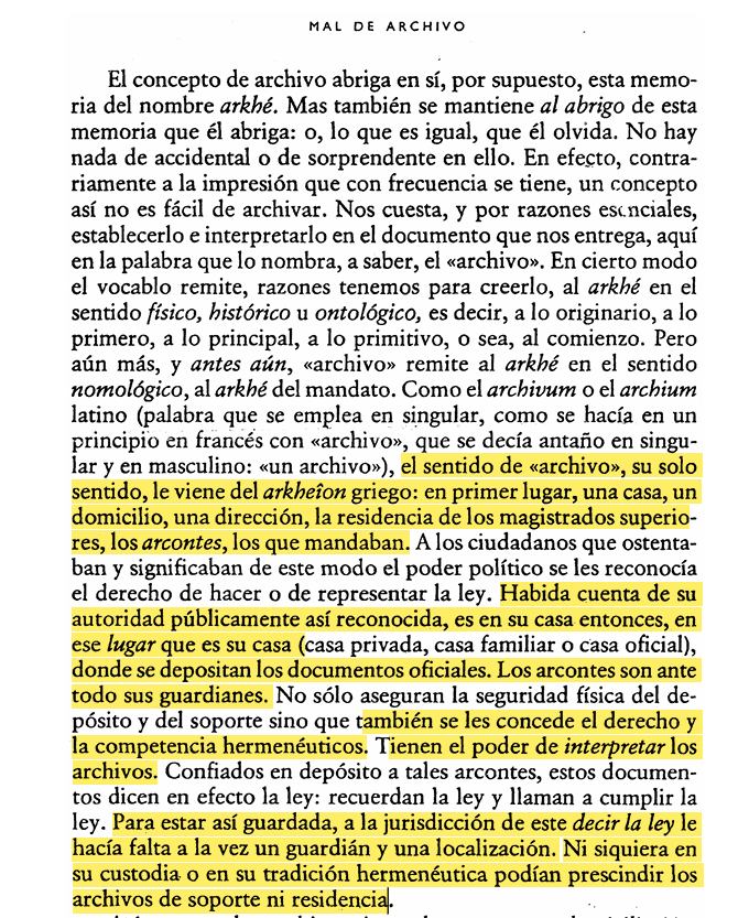 dr_aguarras's tweet image. Jaques Derrida y su explicación del concepto de archivo contenido en su obra "Mal de Archivo".
Revelador, por decir lo menos.