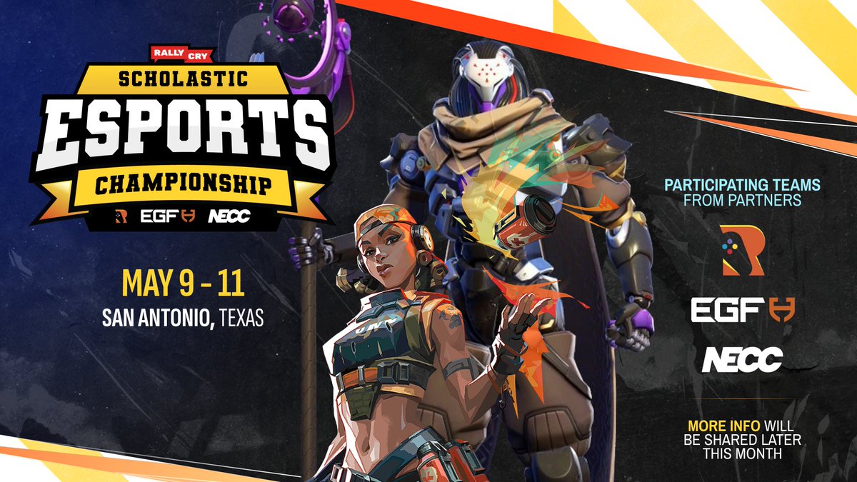 Rally Cry (@teamrallycry) on Twitter photo 🚨 MAJOR ALERT 🚨
We're thrilled to announce the 2025 Scholastic Esports Championship 🎮🔥🏆
🏆 200+ teams, 1,000+ student-athletes from <a href="/neccgames/">NECC</a>, <a href="/R20_Esports/">R20 Premier Esports League</a> & <a href="/officialEGF/">@officialEGF</a>, multiple game titles including #LoL, #Overwatch2, #RocketLeague , #VALORANT and more! 💥
📍 Boeing 🚨 MAJOR ALERT 🚨
We're thrilled to announce the 2025 Scholastic Esports Championship 🎮🔥🏆
🏆 200+ teams, 1,000+ student-athletes from <a href="/neccgames/">NECC</a>, <a href="/R20_Esports/">R20 Premier Esports League</a> & <a href="/officialEGF/">@officialEGF</a>, multiple game titles including #LoL, #Overwatch2, #RocketLeague , #VALORANT and more! 💥
📍 Boeing