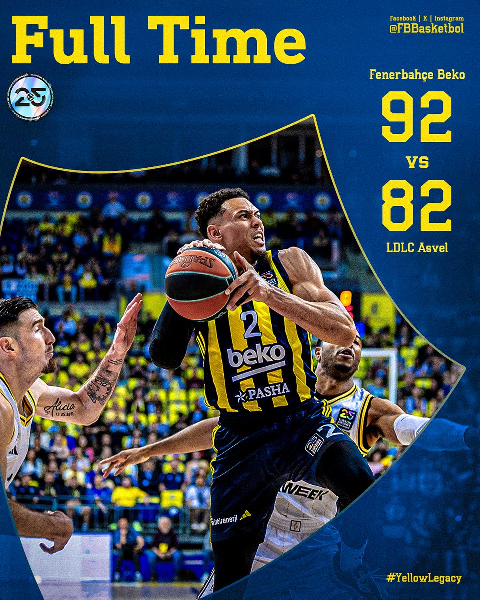 Maç Bizim! 💛💙

Tebrikler Fenerbahçe Beko! 👏

Maç Sonucu | Fenerbahçe Beko 🆚 LDLC Asvel: 92-82

Skor dağılımımız: Baldwin 15, Colson 10, McCollum 10, Sertaç 9, Melli 9, Guduric 9, Bango 8, Hall 8, Hayes-Davis 8, Biberovic 6. #YellowLegacy