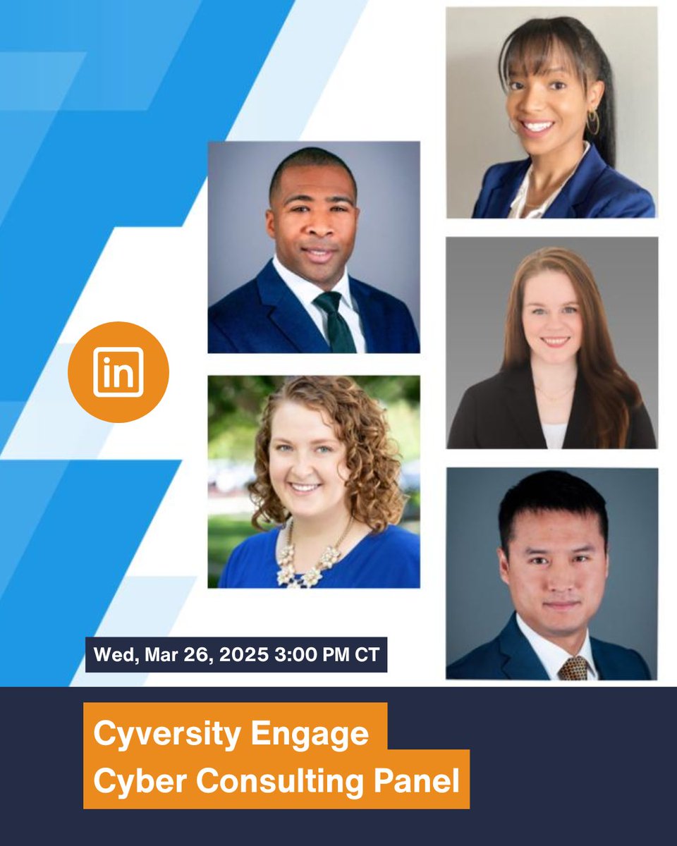 🔍 What Does a Cybersecurity Consultant Really Do? 🔍

Join us for an exclusive panel discussion sponsored by Twin Cities Chapter &amp; Protiviti to uncover the world of cybersecurity consulting! 🛡️✨

More info here: linkedin.com/events/cyversi…