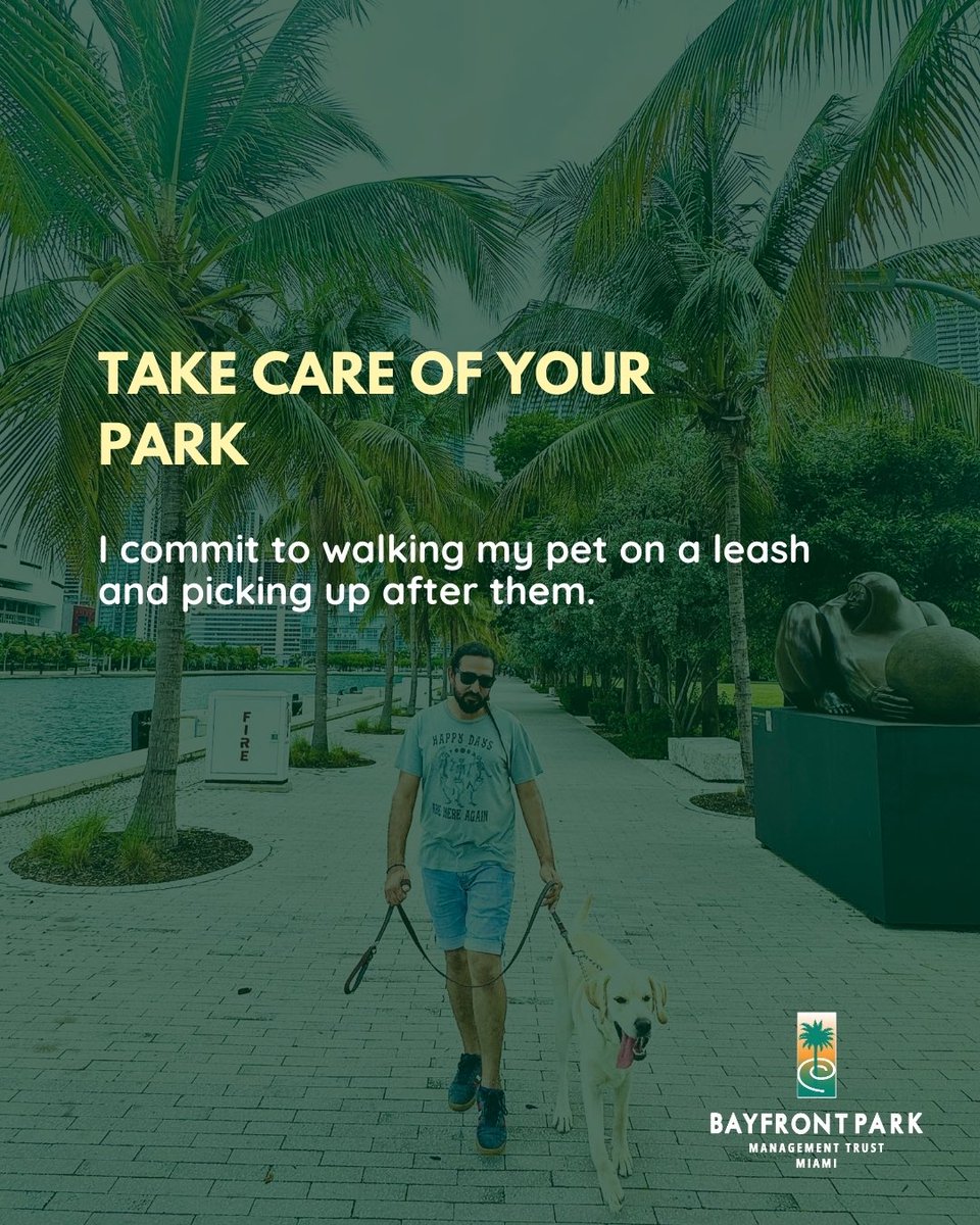 Enjoy Bayfront Park with Your Pet – Responsibly! 

✅ Always keep your pet on a leash while walking through the park.
🏞️ Want to let them run free? We have designated off-leash areas where they can play safely!