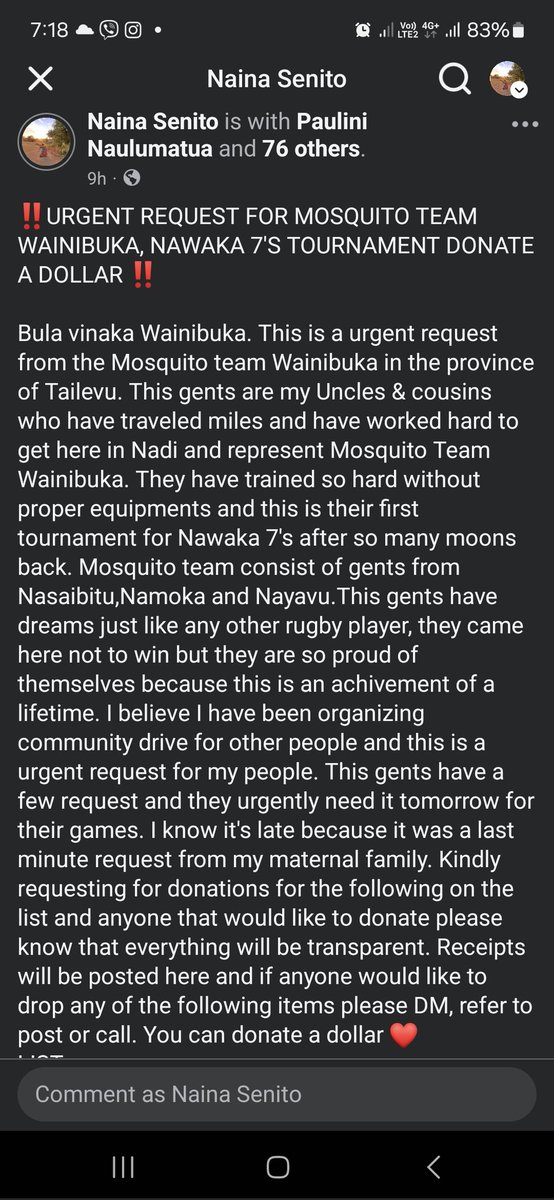 ahavaprojectfj's tweet photo. Urgent help needed. Please assist this gents for the Nawaka 7's today. They have traveled miles to get here and this is their first ever Nawaka 7's games. Refer to Facebook post for more info #Naina Senito and also if you'd like to donate a dollar you can send it to 8035870. https://t.co/xl3ogibFb9