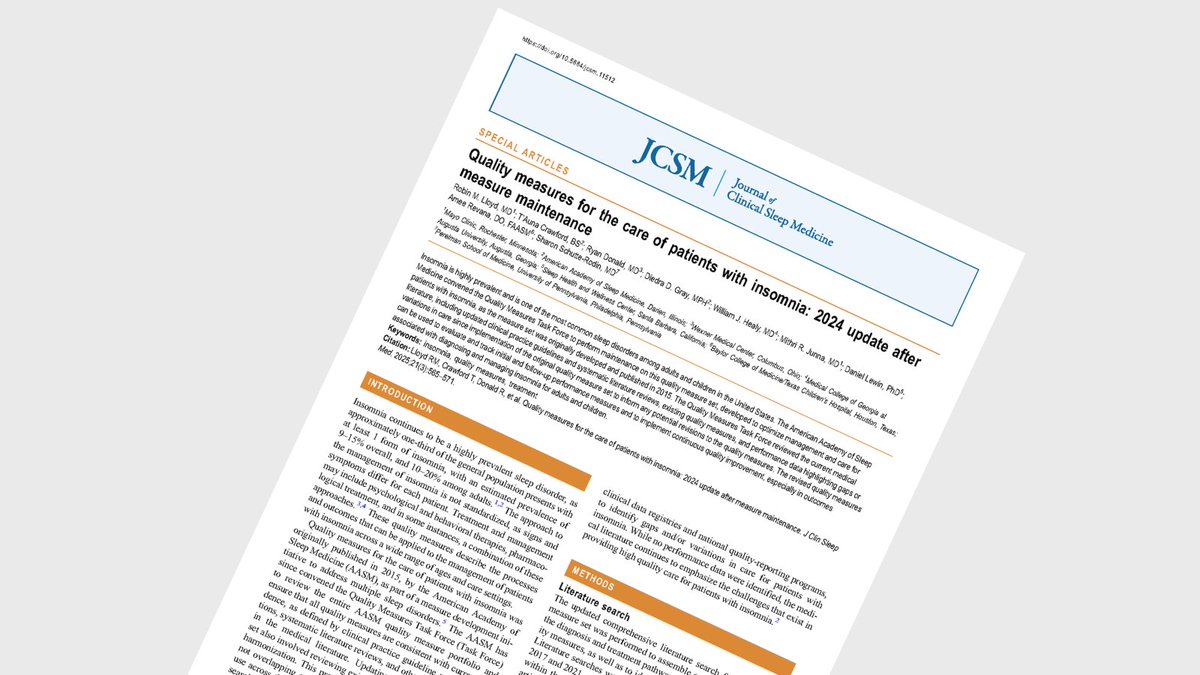 JCSM Journal (@jcsmjournal) on Twitter photo New <a href="/AASMorg/">American Academy of Sleep Medicine</a> Quality Measures for #insomnia care are now in the March issue of JCSM! These guidelines set the standard for better diagnosis & treatment, ensuring improved patient outcomes. Stay ahead in sleep medicine—read more here: bit.ly/4bRN6O5 #SleepHealth New <a href="/AASMorg/">American Academy of Sleep Medicine</a> Quality Measures for #insomnia care are now in the March issue of JCSM! These guidelines set the standard for better diagnosis & treatment, ensuring improved patient outcomes. Stay ahead in sleep medicine—read more here: bit.ly/4bRN6O5 #SleepHealth