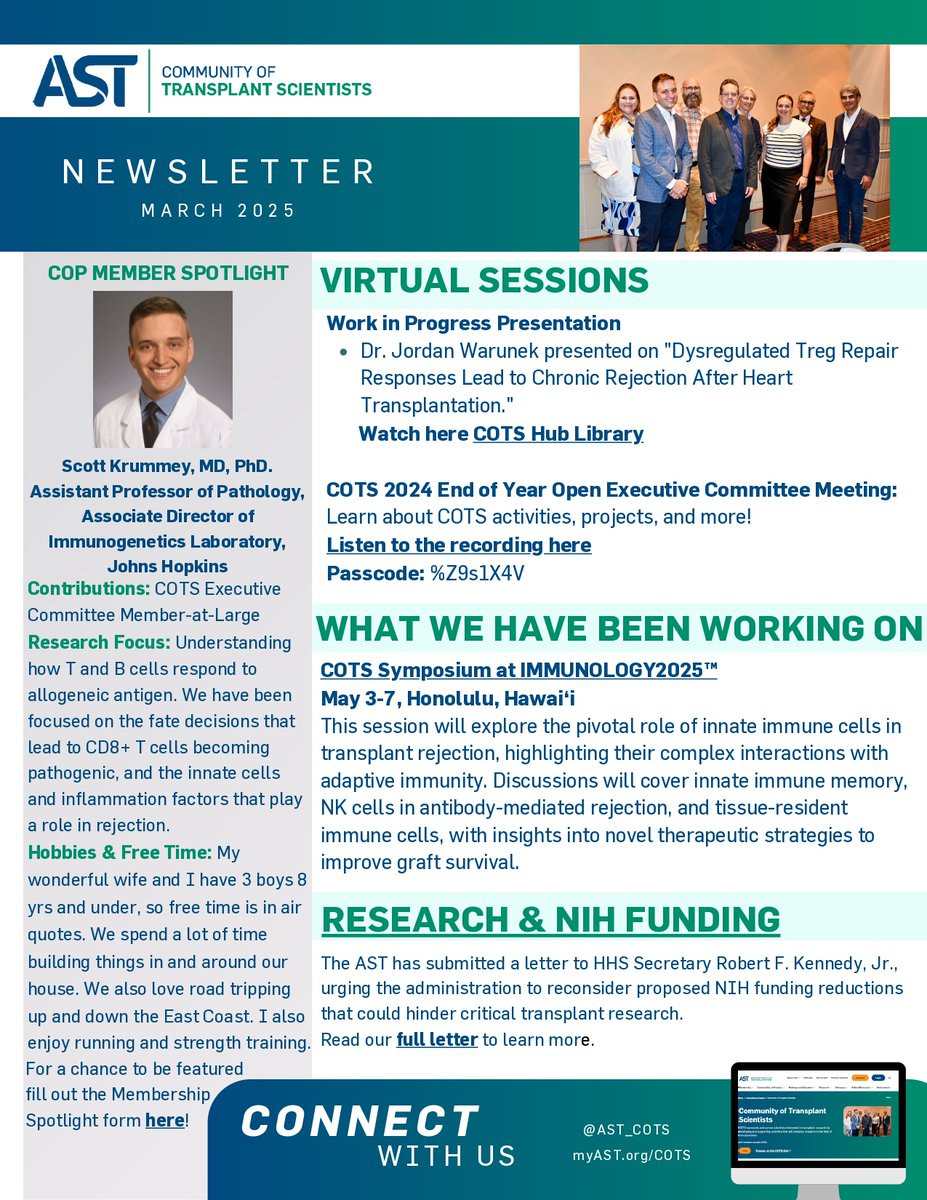 Our March Newsletter is here!!!

Check it out to keep up with upcoming events and get to know other COTS members on our Member Spotlight!