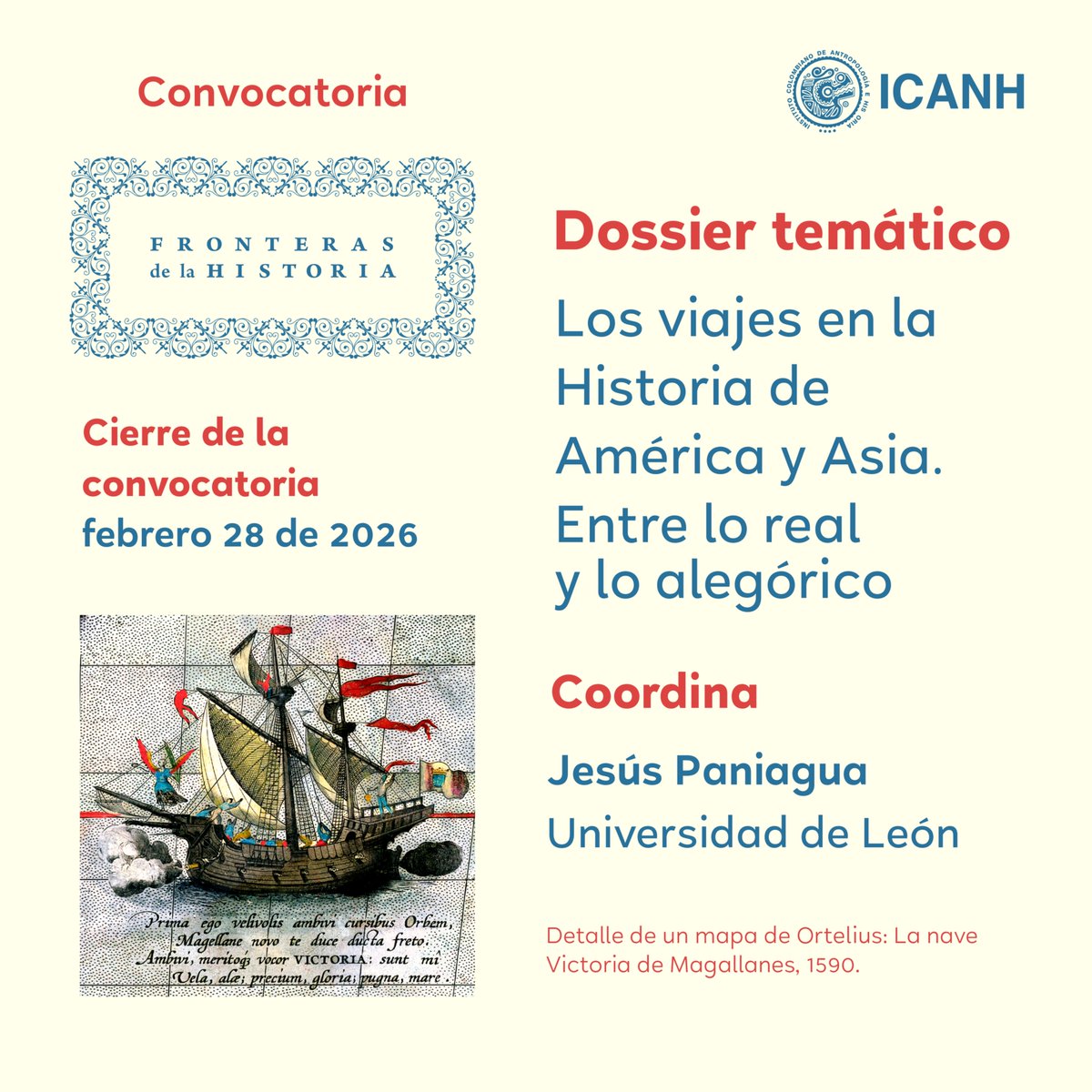 Los y las invitamos a participar en la #Convocatoria para el volumen 32-1: "Los viajes en la Historia de América y Asia. Entre lo real y lo alegórico". Más información aquí👉revistas.icanh.gov.co/index.php/fh/a…