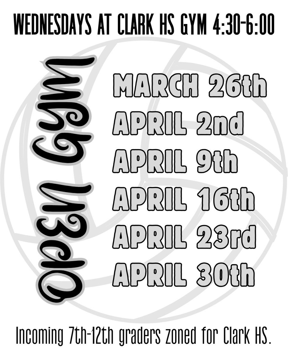 ‼️Updated dates for open gyms through April! Can’t wait yo see our Cougars and future Cougars! 🏐🐾