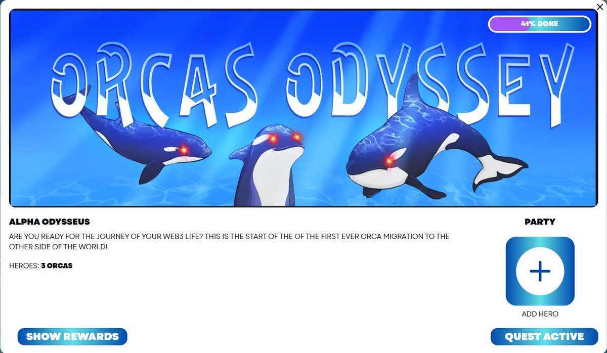 odnyxx's tweet image. Calling all @OrcasOdyssey, 100% Orcas are needed for migration (already 41%!). You have OO? Let’s join!🐋
orcasodyssey.com/odyssey
wen finding nemo mission? @Pseudorca1435