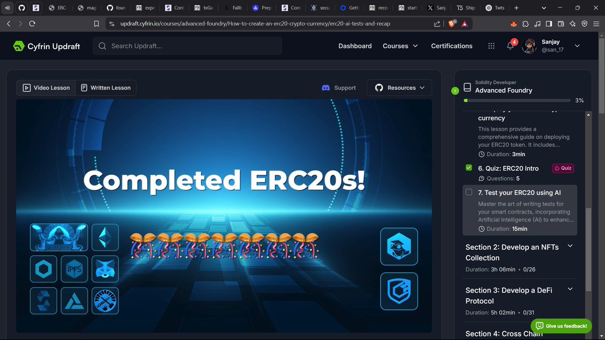 0xsanjays's tweet image. Day 34 of #100DaysOfCode 🚀

🔹 Started Advanced Foundry from @CyfrinUpdraft and completed the ERC20 section
🔹 Learned about EIPs, ERC20 tokens, and implemented my first ERC20 token using @OpenZeppelin 

Excited for what’s next! 🔥 

#BuildInPublic #Web3 #ERC20