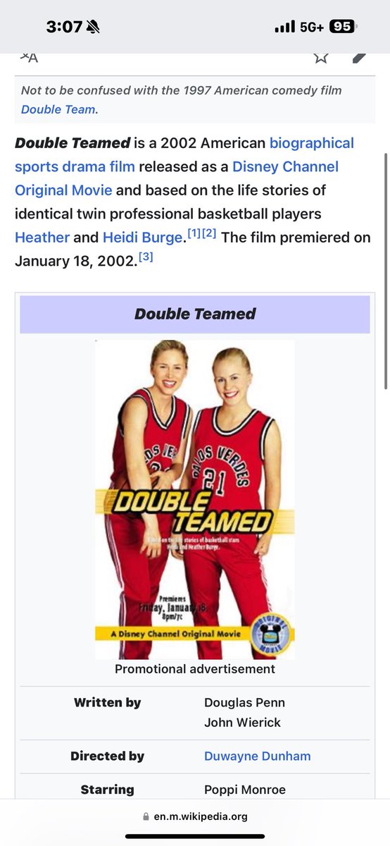 Double teamed was a very wild name for a Disney Chanel Movie.
