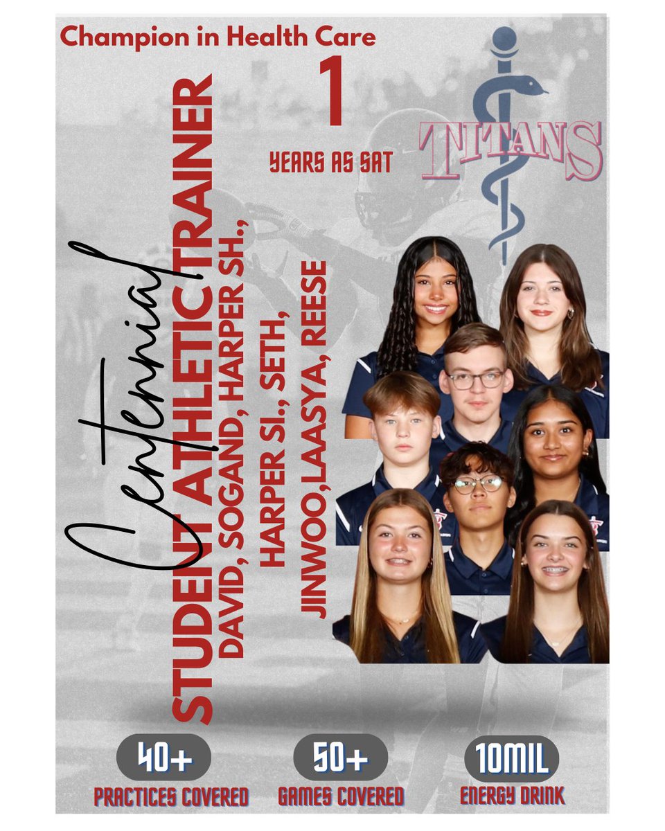 CEN10 Athletic Training (@cen10ats) on Twitter photo A key to a successful Athletic Training program is the dedication of our students. Thank you all for your hard work and contributions to the athletes and program!
#NATM #ChampionsInHealthcare
<a href="/Friscoisdsports/">Official Frisco ISD Sports</a> <a href="/Cen10titans/">Centennial HS</a> A key to a successful Athletic Training program is the dedication of our students. Thank you all for your hard work and contributions to the athletes and program!
#NATM #ChampionsInHealthcare
<a href="/Friscoisdsports/">Official Frisco ISD Sports</a> <a href="/Cen10titans/">Centennial HS</a>