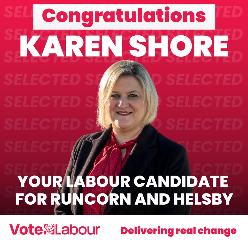Karen Shore has been selected as the Labour candidate for the Runcorn and Helsby by-election! Congratulations Karen! #votelabour #RuncornandHelsby #DeliveringRealChange