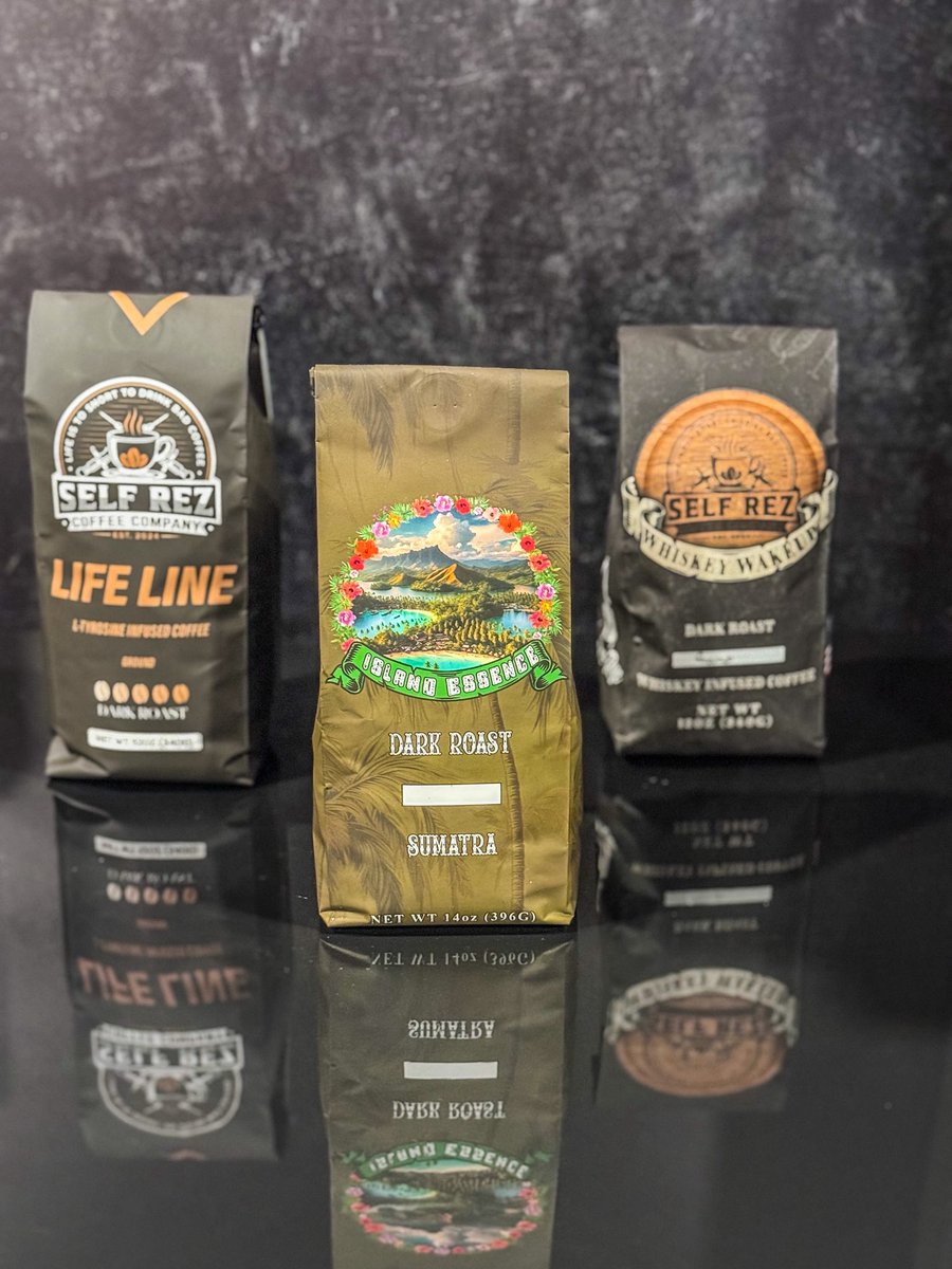 SelfRezCoffeeCo's tweet image. 🌟 Life Line: The ultimate pick-me-up! Infused with L-Tyrosine, it’s designed to give you the boost you need to tackle your day!

🌴 Island Essence: Dive into the smooth, rich flavor of our Sumatra dark roast—perfect for those who appreciate a good cup of coffee.

🥃 Whiskey Wake…
