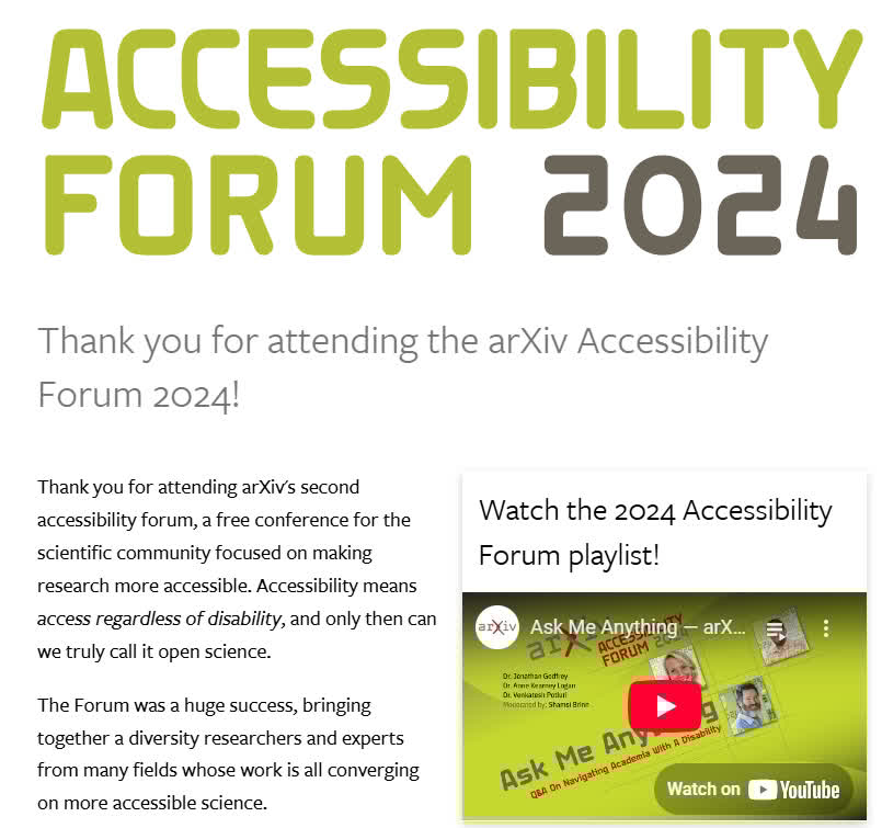 When you support arXiv, you support #accessible research.

arXiv strives to be as accessible as possible to support the work of ALL researchers, including those with disabilities. Because #science is only truly #open when it is accessible to all.

givingday.cornell.edu/campaigns/arxiv
