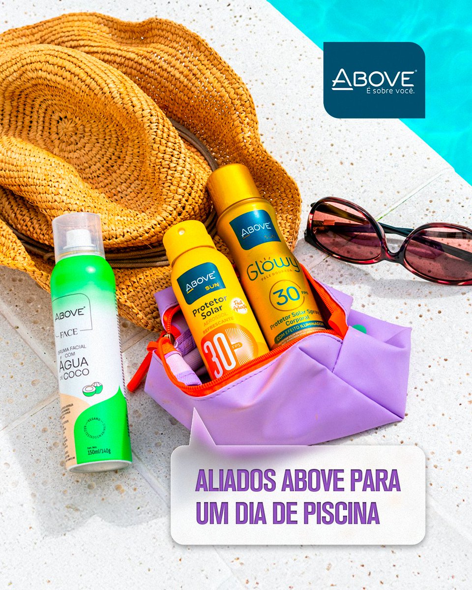 abovecosmeticos's tweet image. Piscina, sol e aquele glow impecável! ☀️
O trio essencial do verão: Protetor Solar 30 FPS, Glowy 30 FPS e Bruma Facial. Proteção, hidratação e brilho saudável o dia todo!
Quem mais ama esses queridinhos?
#Above #Verão #Piscina