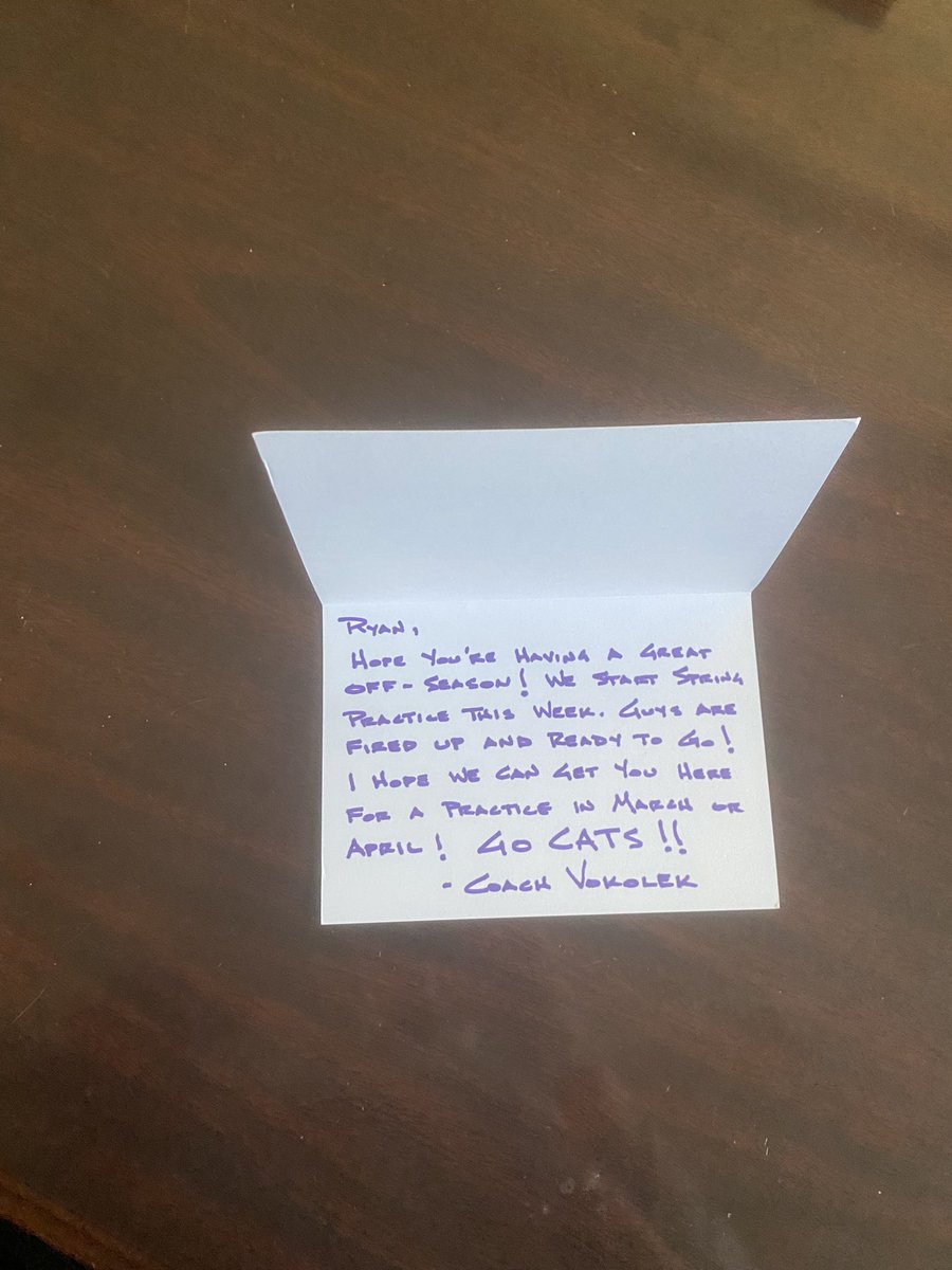 Thank you <a href="/NUFBFamily/">Northwestern Football</a> for the mail. Can’t wait to get to get out to campus for spring ball!! <a href="/CoachDJVokolek/">DJ Vokolek</a>