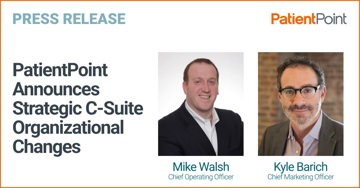 Big leadership updates! 🎉 Welcome Mike Walsh as our new COO and Kyle Barich as our new CMO. These healthcare veterans bring unmatched expertise as we scale our impact on patient outcomes.

Read more: bit.ly/3W9tz4Y
#TeamPatientPoint
