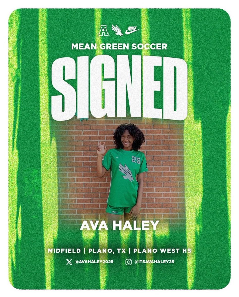 Sting Royal 07/06G ECNL (@stngroyal06ecnl) on Twitter photo 🚨 COMMITTED 🚨
Congratulations <a href="/AvaHaley2025/">Ava Haley</a> on committing to The University of North Texas!! 💚
<a href="/MeanGreenSoccer/">UNT Soccer</a> <a href="/RockyMonk8/">Rocky Monk</a> <a href="/StingSoccerClub/">Sting Soccer Club</a> <a href="/ImYouthSoccer/">ECNL/GA/Recruiting/College Soccer</a> <a href="/TopDrawerSoccer/">TopDrawerSoccer</a> <a href="/ECNLgirls/">ECNL Girls</a> 🚨 COMMITTED 🚨
Congratulations <a href="/AvaHaley2025/">Ava Haley</a> on committing to The University of North Texas!! 💚
<a href="/MeanGreenSoccer/">UNT Soccer</a> <a href="/RockyMonk8/">Rocky Monk</a> <a href="/StingSoccerClub/">Sting Soccer Club</a> <a href="/ImYouthSoccer/">ECNL/GA/Recruiting/College Soccer</a> <a href="/TopDrawerSoccer/">TopDrawerSoccer</a> <a href="/ECNLgirls/">ECNL Girls</a>