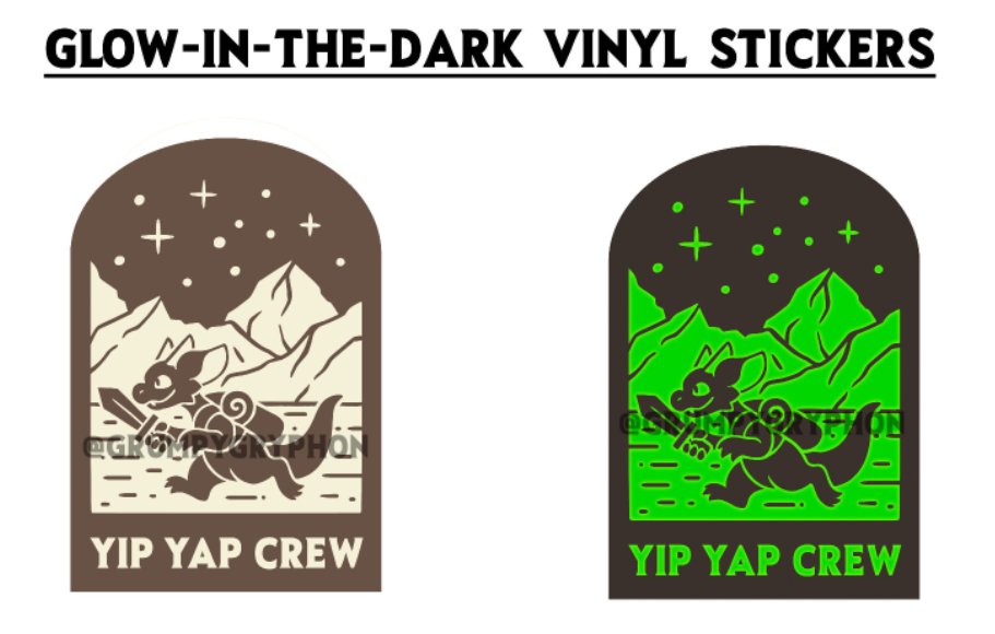 And we are live!! Come get your Yip Yap Crew shirts and other goodies.

And don't forget, all backers (with physical rewards) who back this campaign in the first 48 hours will receive the glow in the dark vinyl sticker as a freebie!
