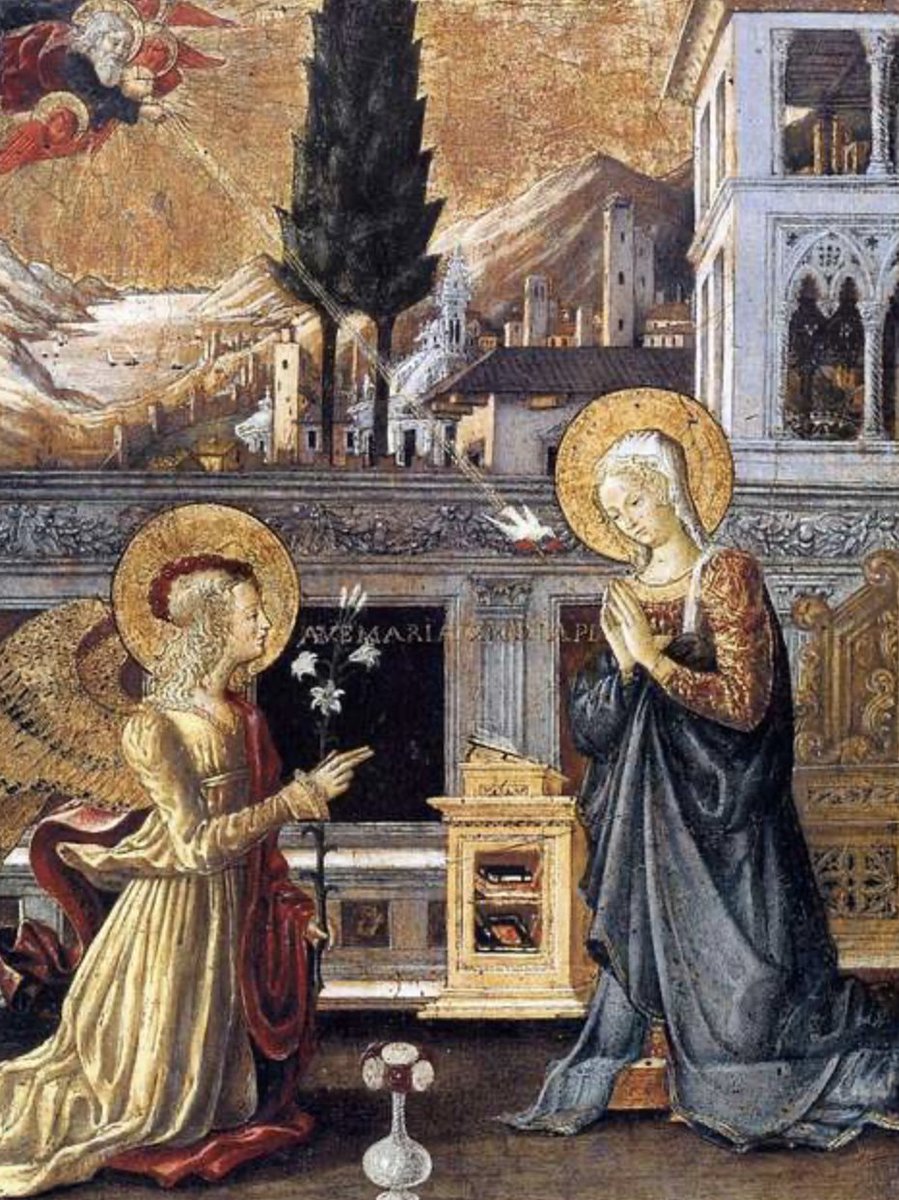 CatholicFQ's tweet image. An angel kneels before a mortal—unthinkable!

Yet this divine shock echoes through time: Gabriel bows to Mary, as her grace eclipses heaven’s hosts.

Let's dig into the mind of St. Thomas Aquinas on the 'Angelic Salutation'....🧵